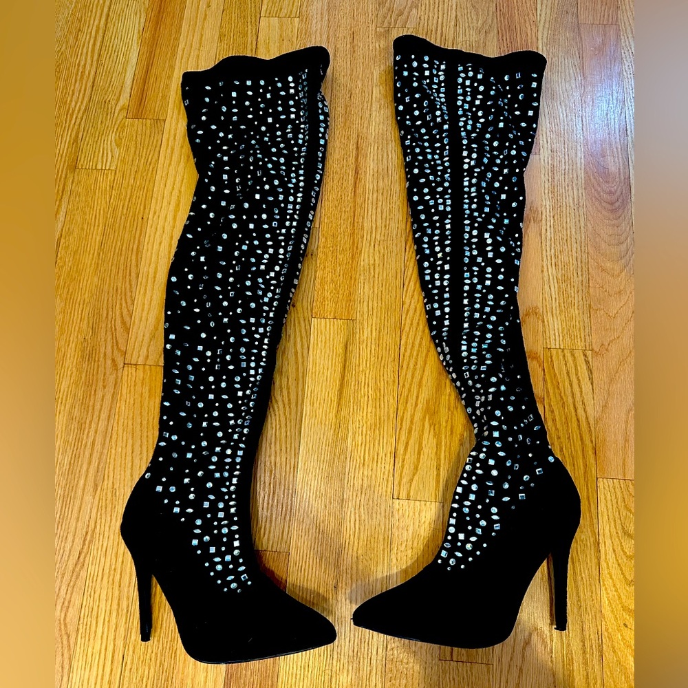 Sparkly thigh high heels